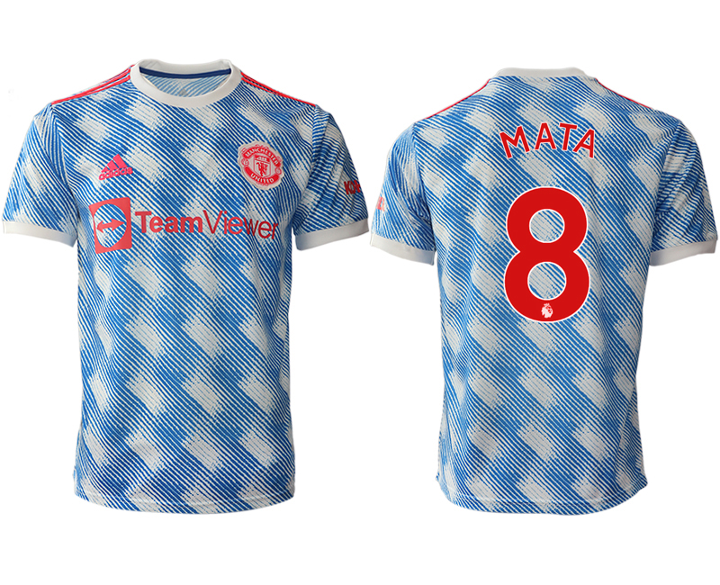 Men 2021-2022 Club Manchester United away aaa version blue #8 Soccer Jersey